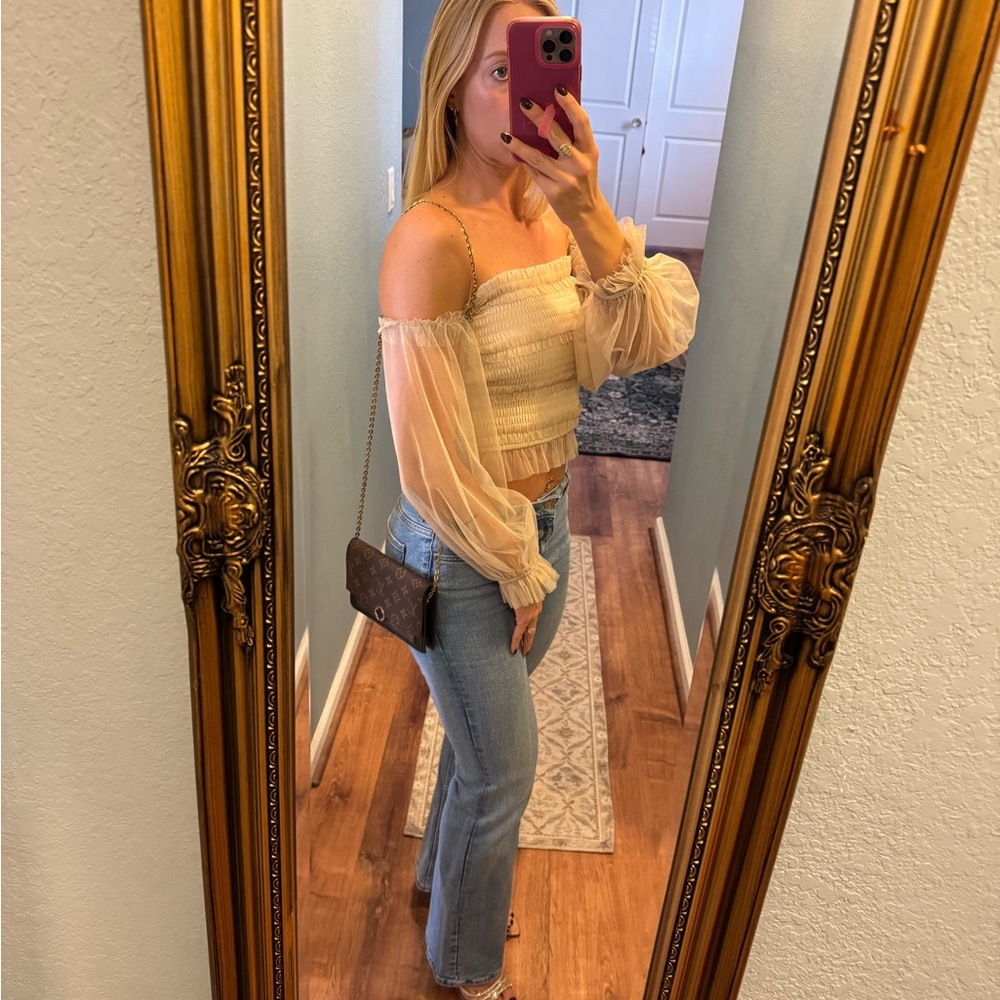 Chic Cream Off-Shoulder Blouse